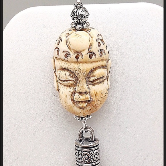 Buddah Head Suede & Pearl Tassel Magnet Broach, For Clothes/ Hat/ Home Decor. - Picture 4 of 7